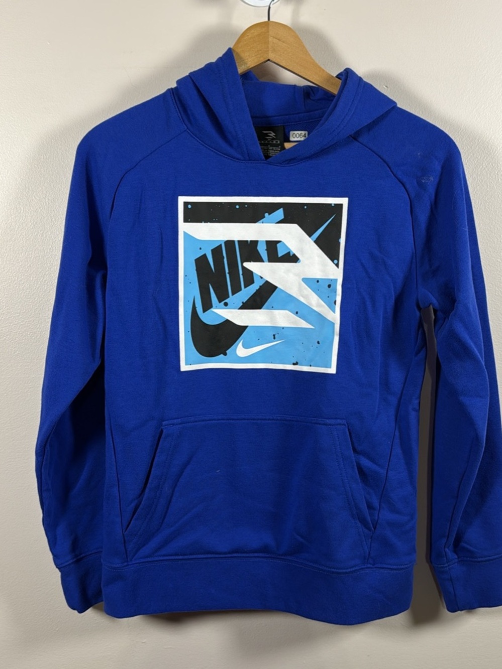 Nike Royal Blue Hoodie with Black & Light Blue Graphic
